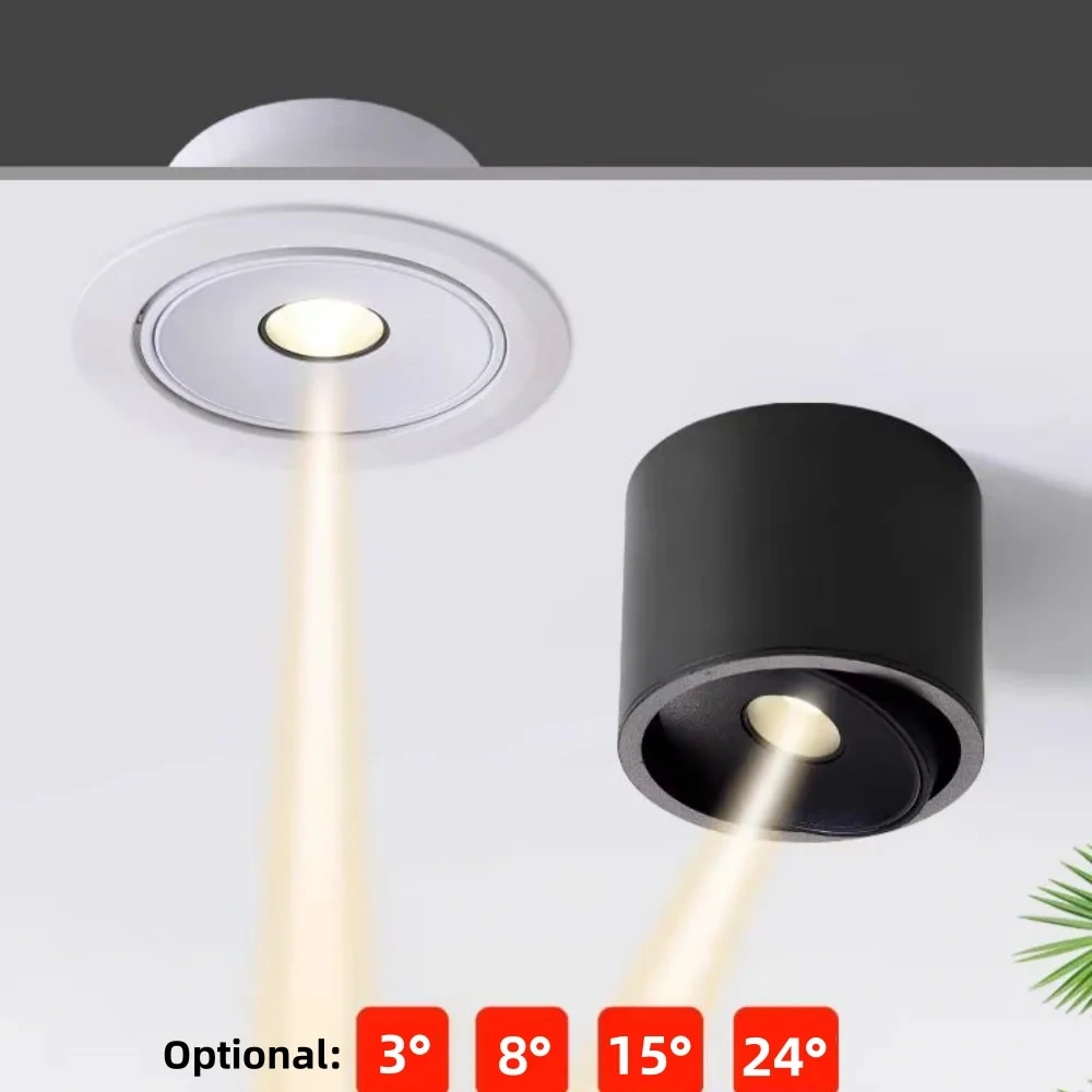 Surface mounted spotlight indoor decoration small angle ceiling light 3 ° 8 ° 15 ° 24 ° decorative light