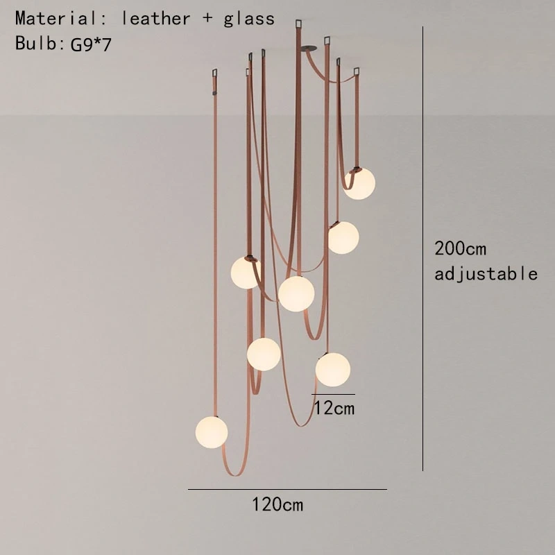 Art Deco White Glass Chandeliers Brown Black Artificial Leather Lighting G9 Bulb For Hall Parlor Dining Room Office Kitchen