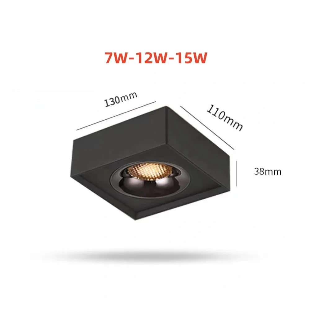 Square LED Ceiling light COB Spotlights Dimmable 12W15W 1-2-4 head CREE Anti-glare Downlight Ceiling Lamp 85-265V Home business