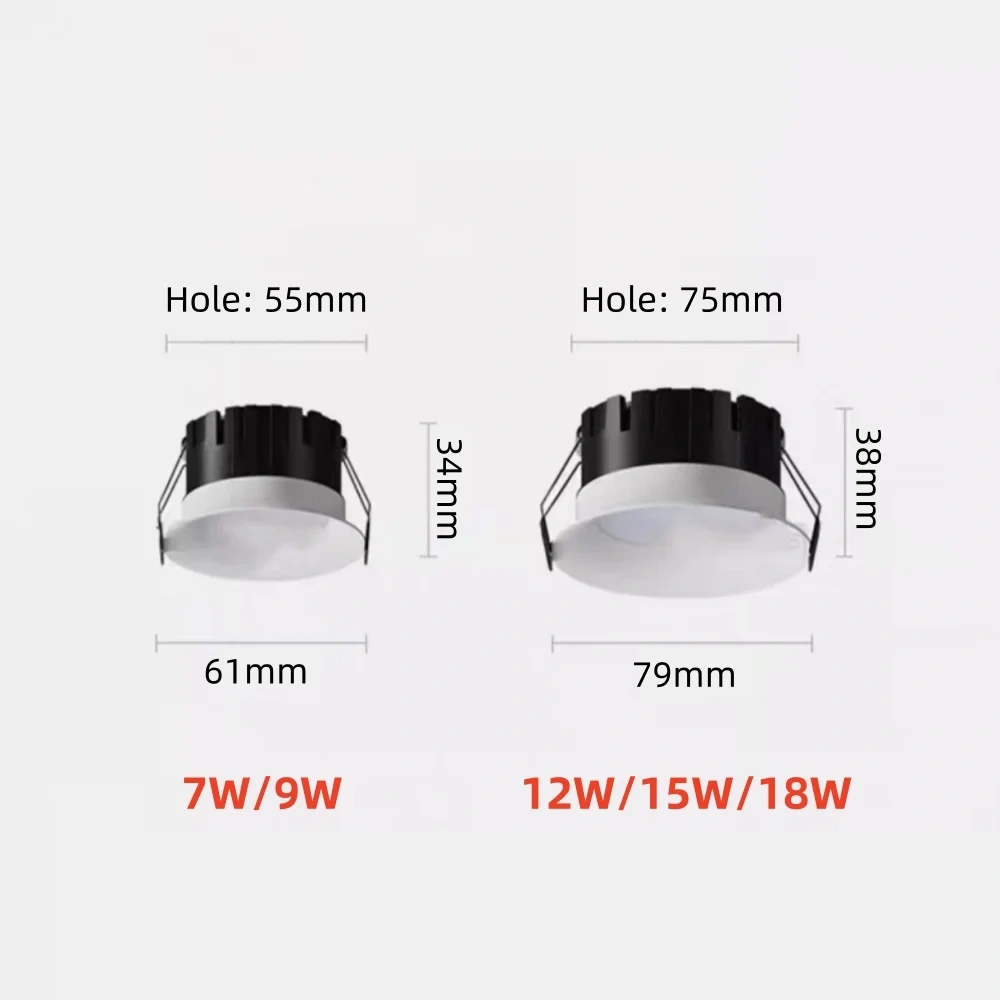 LED embedded tube light circular anti glare ceiling light hole size 75cm 12W dimming ceiling light indoor lighting spotlight