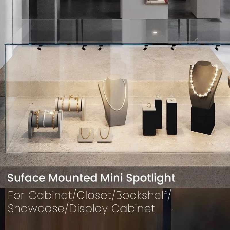 DC12V Mini LED Showcase Cabinet Lamp Magnetic Rail Jewelry Display Lamp Suface Mounted Exhibition Wardrobe Track Lighting System