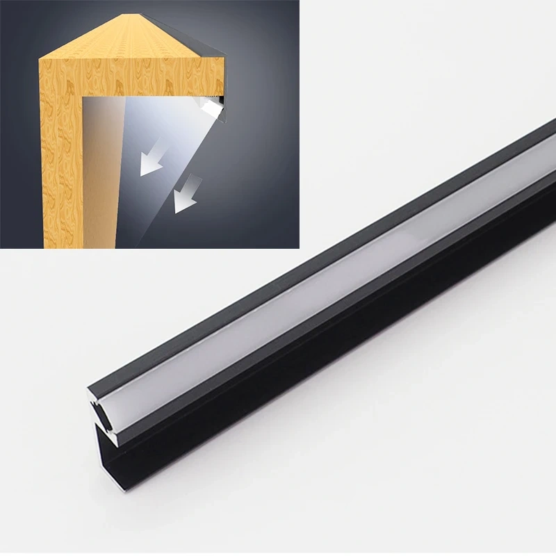 LED Cabinet shelf light strip Front Oblique lighting 18mm wide board Aluminum splint light for display bookcase sideboard Locker