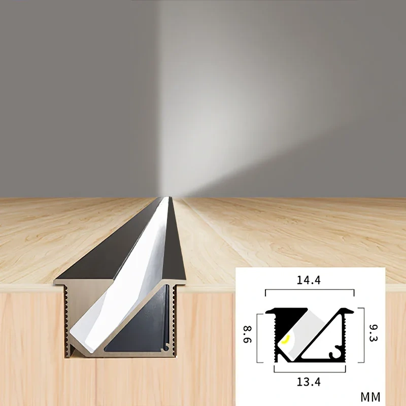 LED Under Cabinet Strip Light 45 Degree Beam Oblique Lighting Thin Built-in Layer Shelf Aluminum Profile DC12V DuPont Bar Lamp