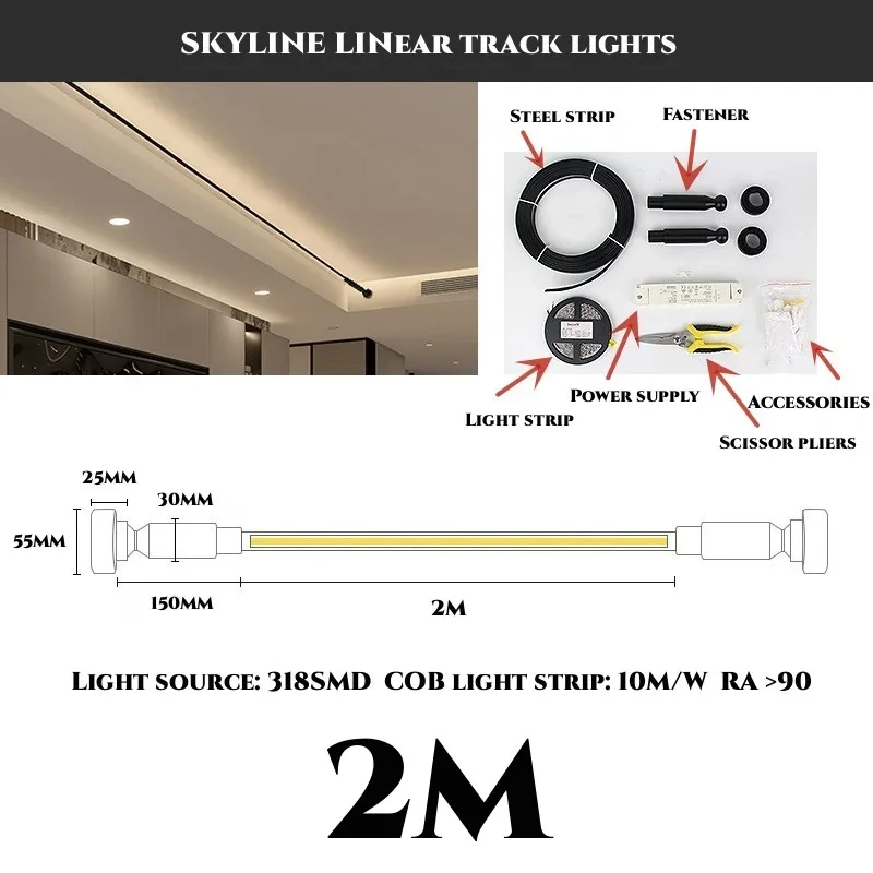Diy Long LED Skyline Steel Strip Luminous Linear No Main Light Decoration, Modern Minimalist Creative Exhibition Hall Wall Light