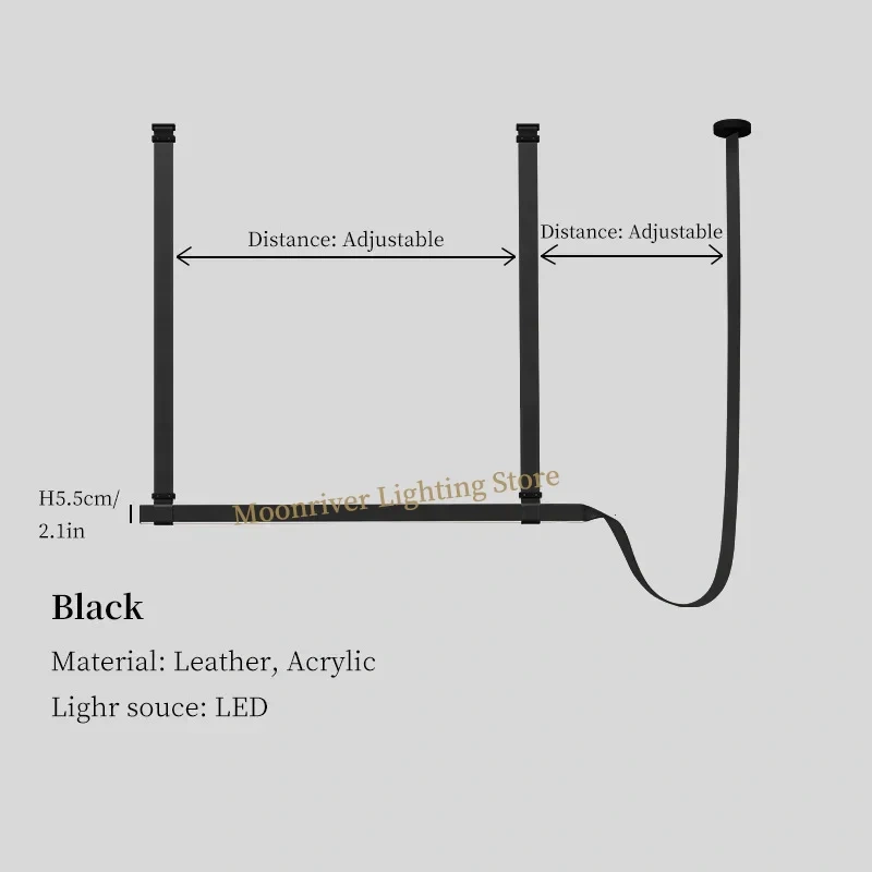 Italy Leather Belt Chandelier Modern Minimalist Pendant Light Shop Bar Counter Hanging Lamp for Home Living Room Decoration LED