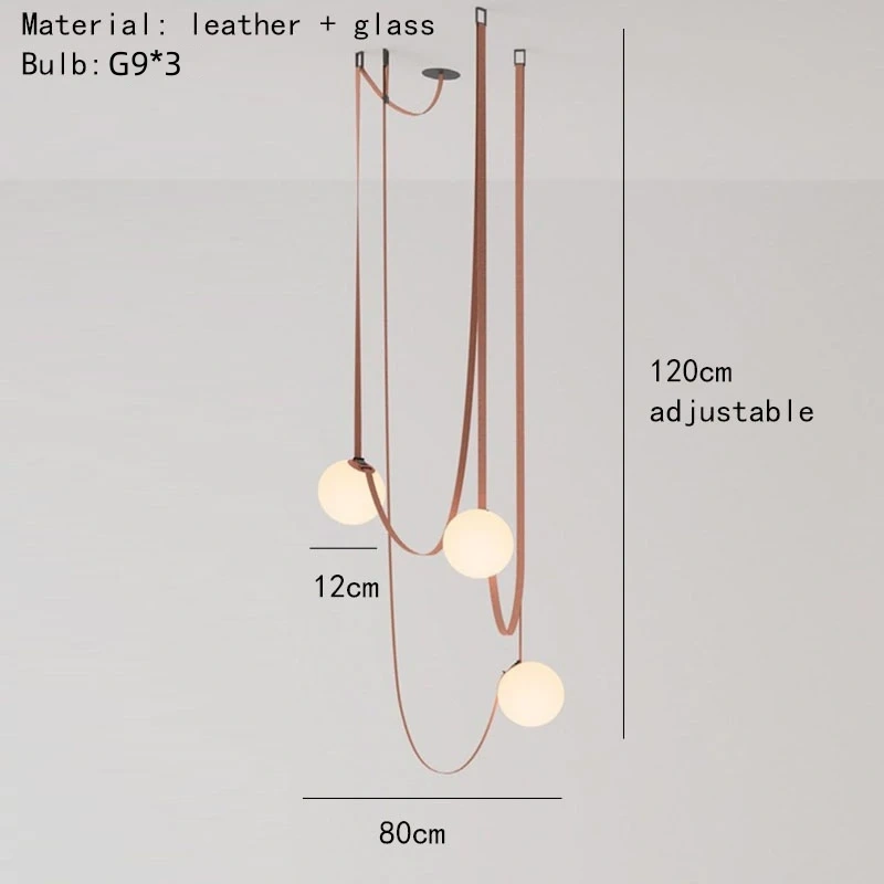 Art Deco White Glass Chandeliers Brown Black Artificial Leather Lighting G9 Bulb For Hall Parlor Dining Room Office Kitchen