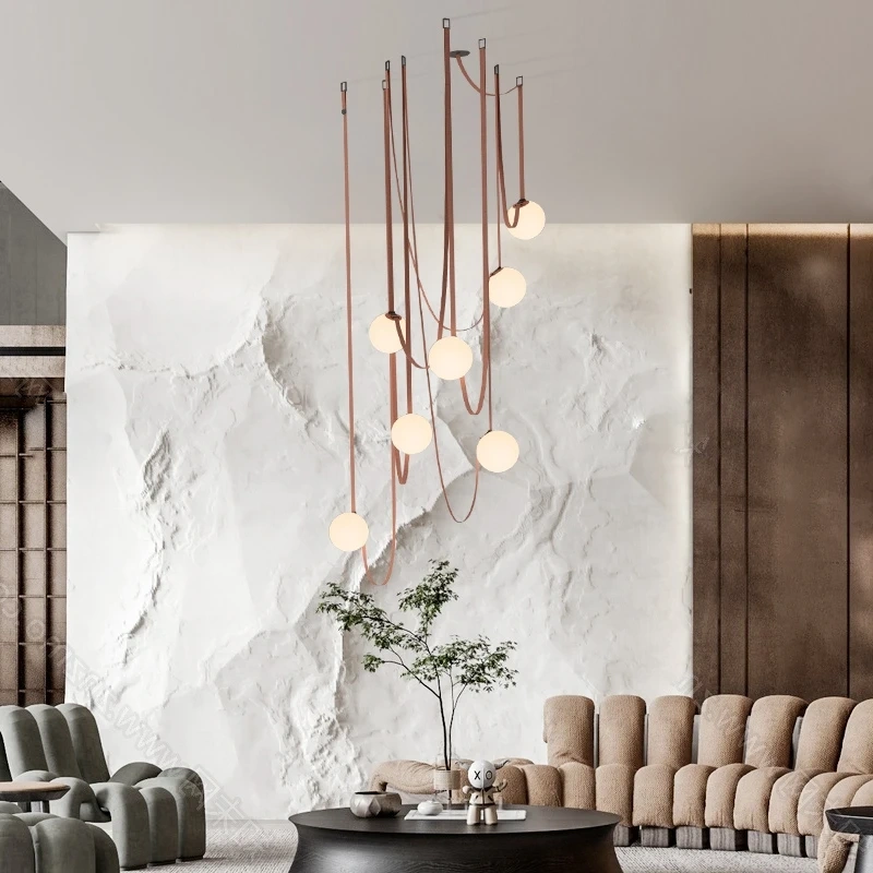 Art Deco White Glass Chandeliers Brown Black Artificial Leather Lighting G9 Bulb For Hall Parlor Dining Room Office Kitchen