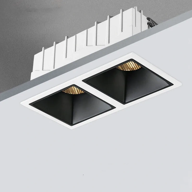 Round Square Frameless NO Dazzling COB Recessed Downlight 8W 12W 16W 24W LED Ceiling Spot Light for Bedroom Living room Kitchen