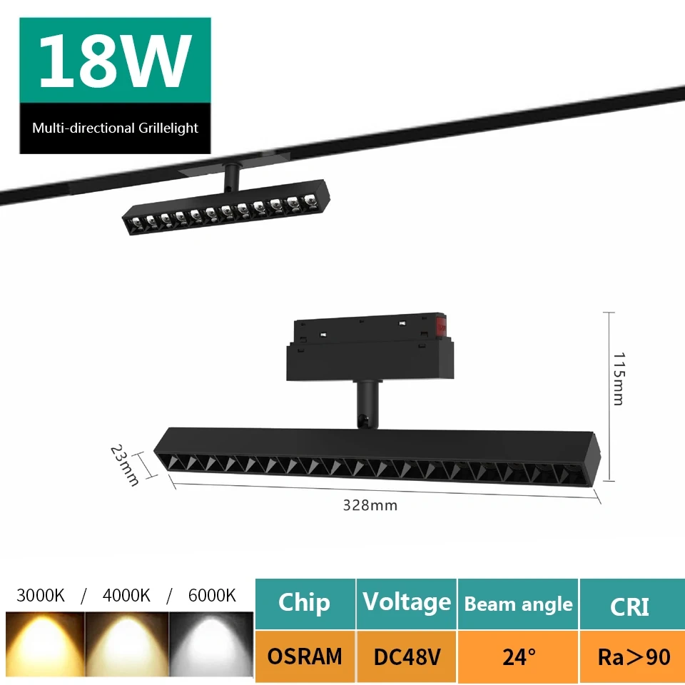 Magnetic Track Light 48V Magnet Spotlight Dimmable Floodlight Dali Rail Lamp Tuya Zigbee Smart Home LED Magnetic Track Lighting