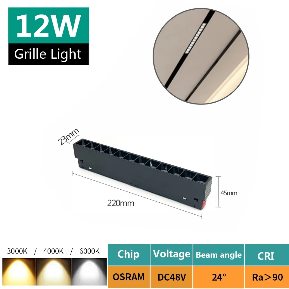 Magnetic Track Light 48V Magnet Spotlight Dimmable Floodlight Dali Rail Lamp Tuya Zigbee Smart Home LED Magnetic Track Lighting