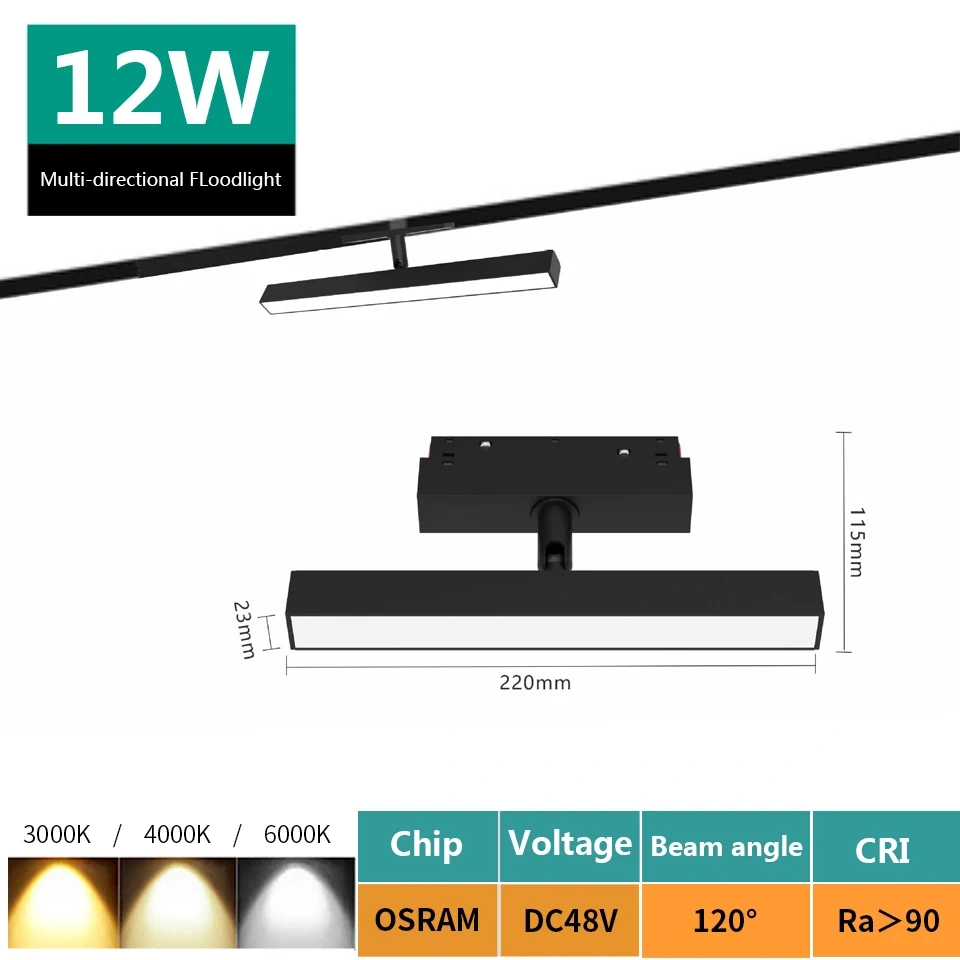 Magnetic Track Light 48V Magnet Spotlight Dimmable Floodlight Dali Rail Lamp Tuya Zigbee Smart Home LED Magnetic Track Lighting