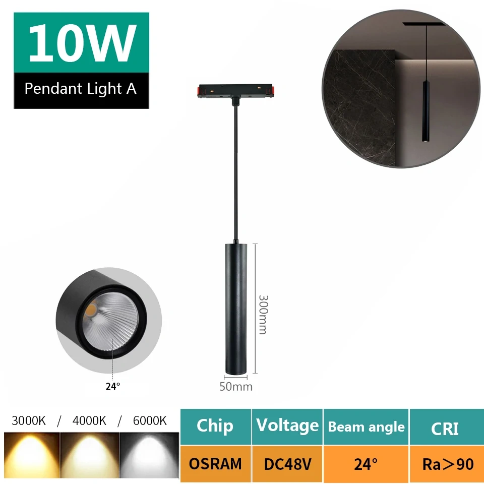 Magnetic Track Light 48V Magnet Spotlight Dimmable Floodlight Dali Rail Lamp Tuya Zigbee Smart Home LED Magnetic Track Lighting