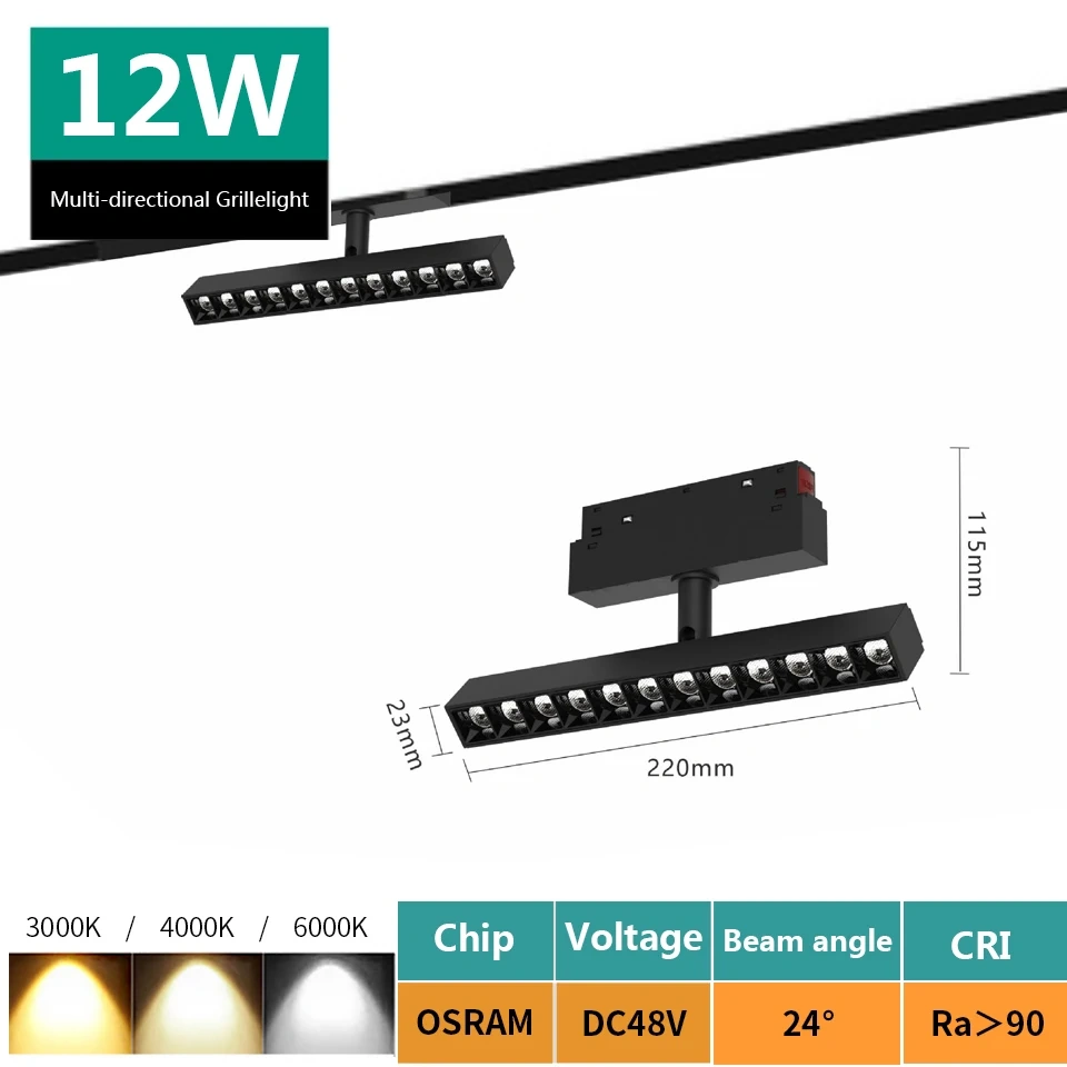 Magnetic Track Light 48V Magnet Spotlight Dimmable Floodlight Dali Rail Lamp Tuya Zigbee Smart Home LED Magnetic Track Lighting