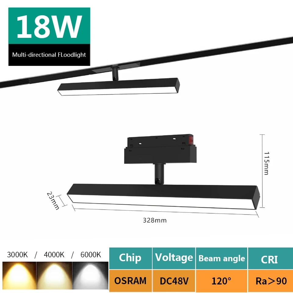 Magnetic Track Light 48V Magnet Spotlight Dimmable Floodlight Dali Rail Lamp Tuya Zigbee Smart Home LED Magnetic Track Lighting
