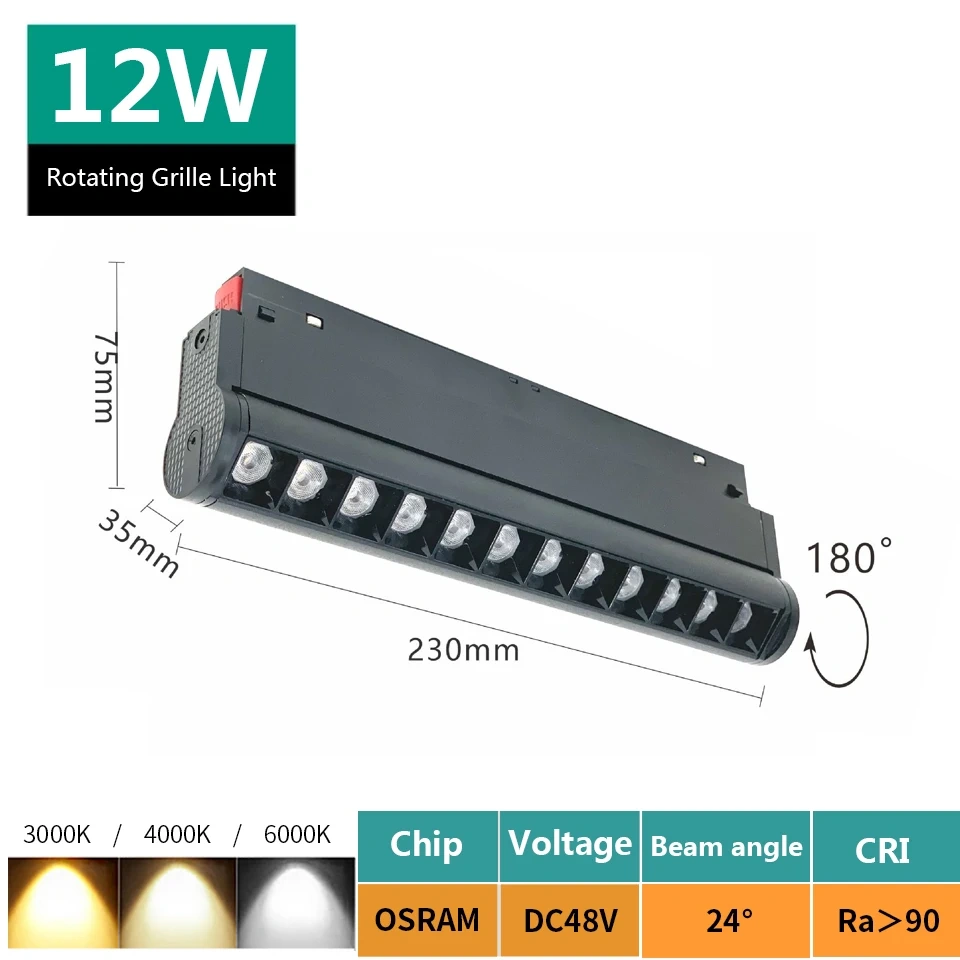 Magnetic Track Light 48V Magnet Spotlight Dimmable Floodlight Dali Rail Lamp Tuya Zigbee Smart Home LED Magnetic Track Lighting