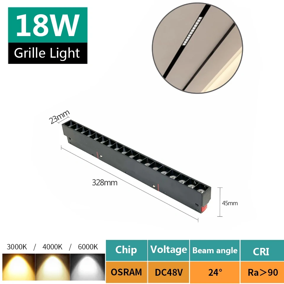 Magnetic Track Light 48V Magnet Spotlight Dimmable Floodlight Dali Rail Lamp Tuya Zigbee Smart Home LED Magnetic Track Lighting