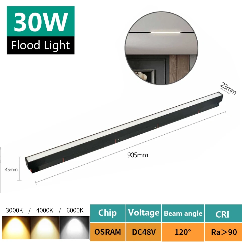 Magnetic Track Light 48V Magnet Spotlight Dimmable Floodlight Dali Rail Lamp Tuya Zigbee Smart Home LED Magnetic Track Lighting