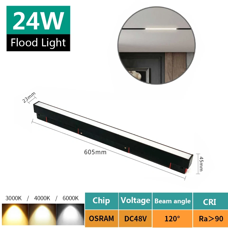 Magnetic Track Light 48V Magnet Spotlight Dimmable Floodlight Dali Rail Lamp Tuya Zigbee Smart Home LED Magnetic Track Lighting