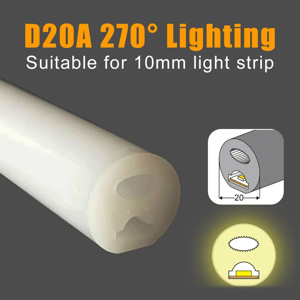 Silica Gel Tube 270° 360° Luminous Flexible Round Silicone Neon IP67 Waterproof For WS2812 WS2811 5050 5/8/10mm LED Strip Light