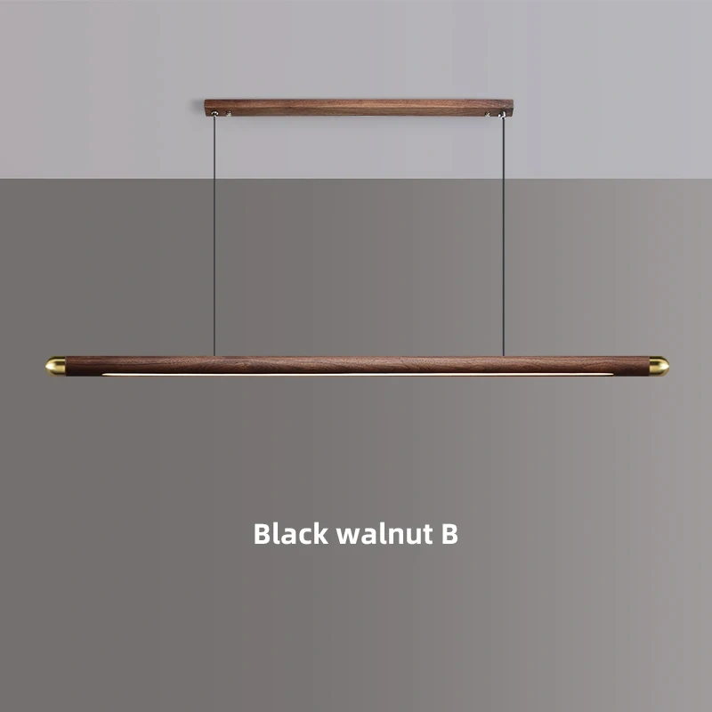 Wooden Pendant Light LED Copper Circular Linear Chandelier Table Strip Pendant Lamp For Kitchen Office Home Lighting Fixture
