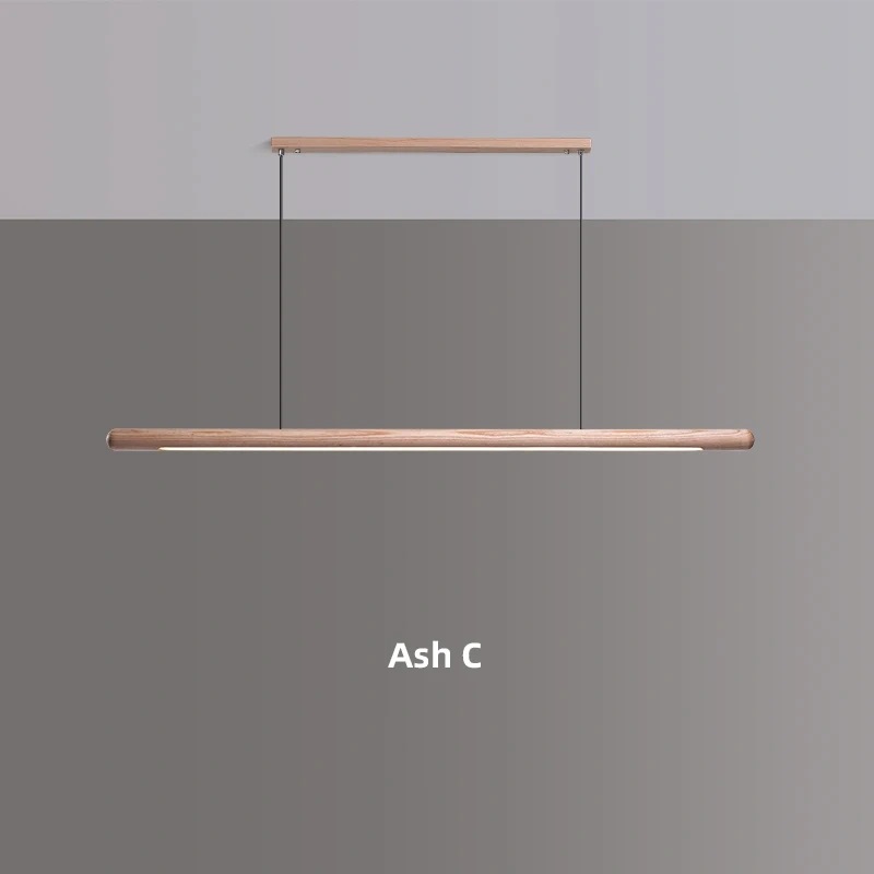 Solid Wood Hanging Lamp Nordic LED Wood Pendant Light Modern Table Long Linear Light Round Hanging Fixtures for Kitchen Island