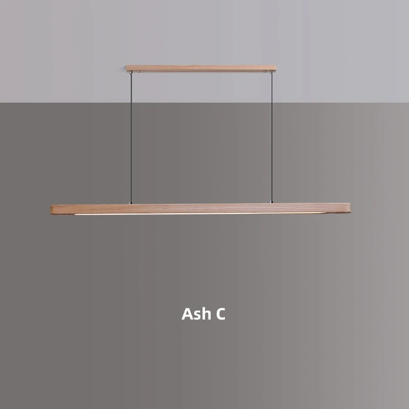 Nordic Wood LED Pendant Lights Modern Oval Long Strip Ceiling Lamp for Restaurant Bar Office Kitchen Dining Living Room