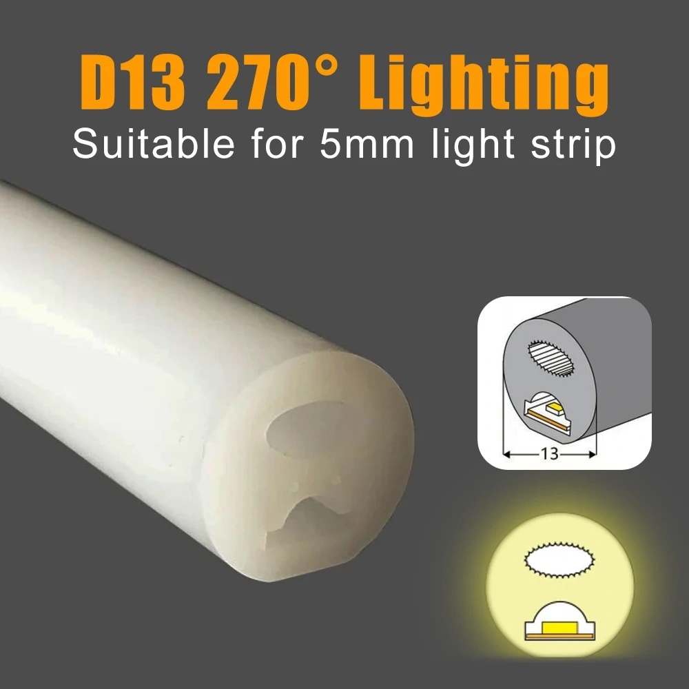 Silica Gel Tube 270° 360° Luminous Flexible Round Silicone Neon IP67 Waterproof For WS2812 WS2811 5050 5/8/10mm LED Strip Light