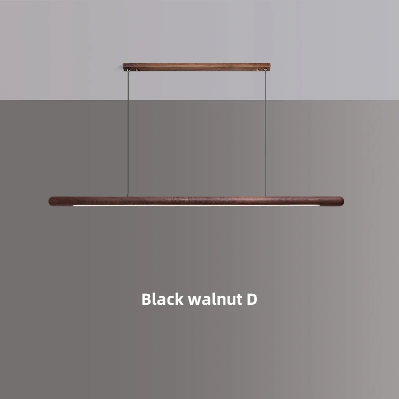 Solid Wood Hanging Lamp Nordic LED Wood Pendant Light Modern Table Long Linear Light Round Hanging Fixtures for Kitchen Island