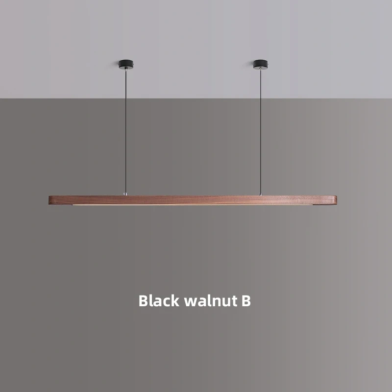 Nordic Wood LED Pendant Lights Modern Oval Long Strip Ceiling Lamp for Restaurant Bar Office Kitchen Dining Living Room