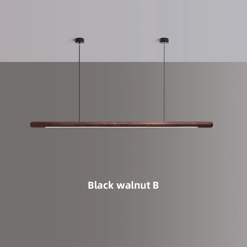 Solid Wood Hanging Lamp Nordic LED Wood Pendant Light Modern Table Long Linear Light Round Hanging Fixtures for Kitchen Island