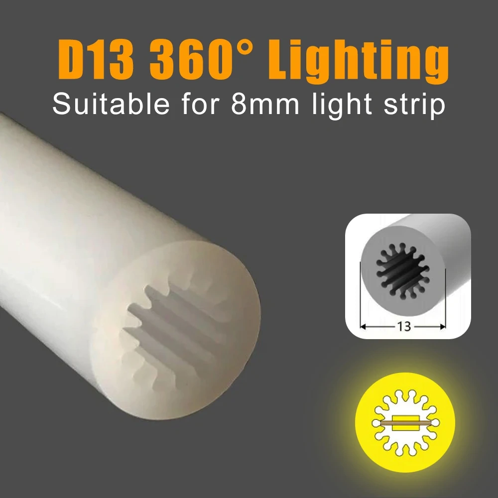 Silica Gel Tube 270° 360° Luminous Flexible Round Silicone Neon IP67 Waterproof For WS2812 WS2811 5050 5/8/10mm LED Strip Light