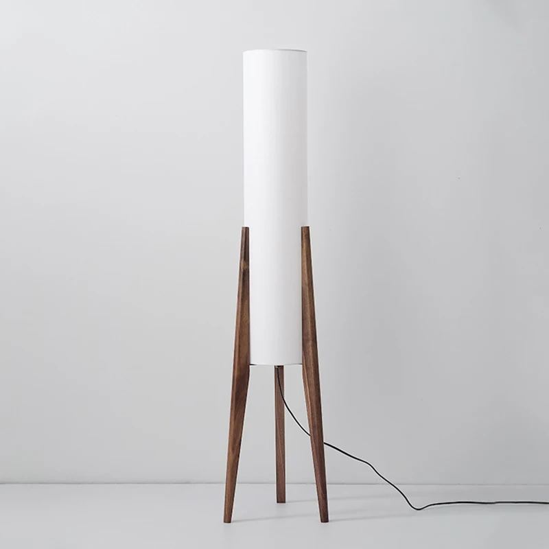 Solid Wood Floor Lamp Nordic Art Simple Modern Lamp Shade Fabri Bedroom Living Room Decor Reading Restaurant Living Room Standin