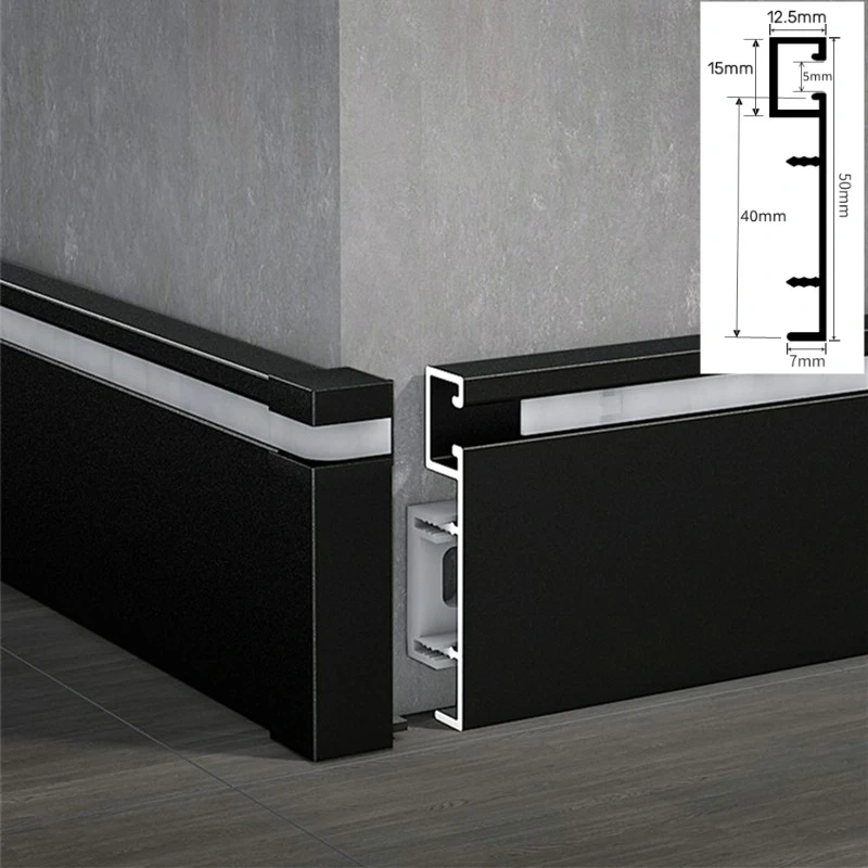 0.5m/1m Hidden Corner LED Skirting Line Aluminum Profile Recessed Backlight Baseboard Connector Wall Trim Floor Bar Strip Light