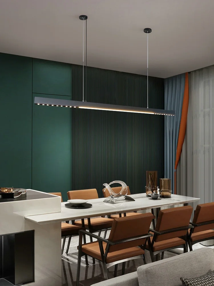 Minimalist dining room chandelier Nordic modern kitchen island table led lamp office without main lamp one word long chandelier