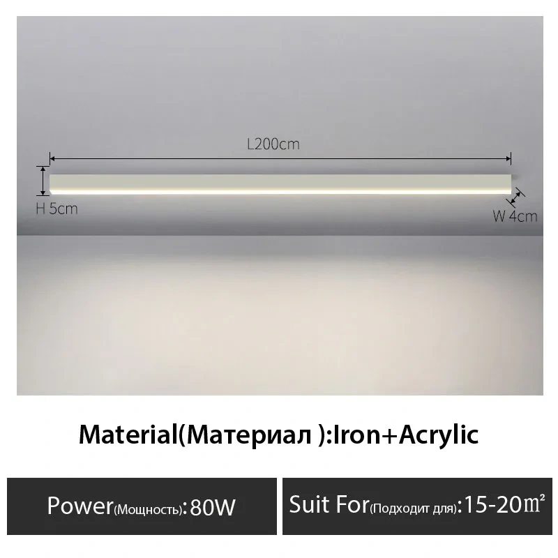surface mounted linear lamp minimalist Long strip led lamps Balcony aisle cloakroom living room dining room ceiling lamp Black