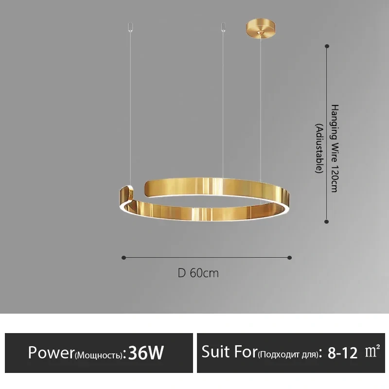 Nordic Rings Pendant Chandelier Lamp Modern Minimalist Dining Living Room Central Dining Table Lighting Hanging Suspen Fixtures