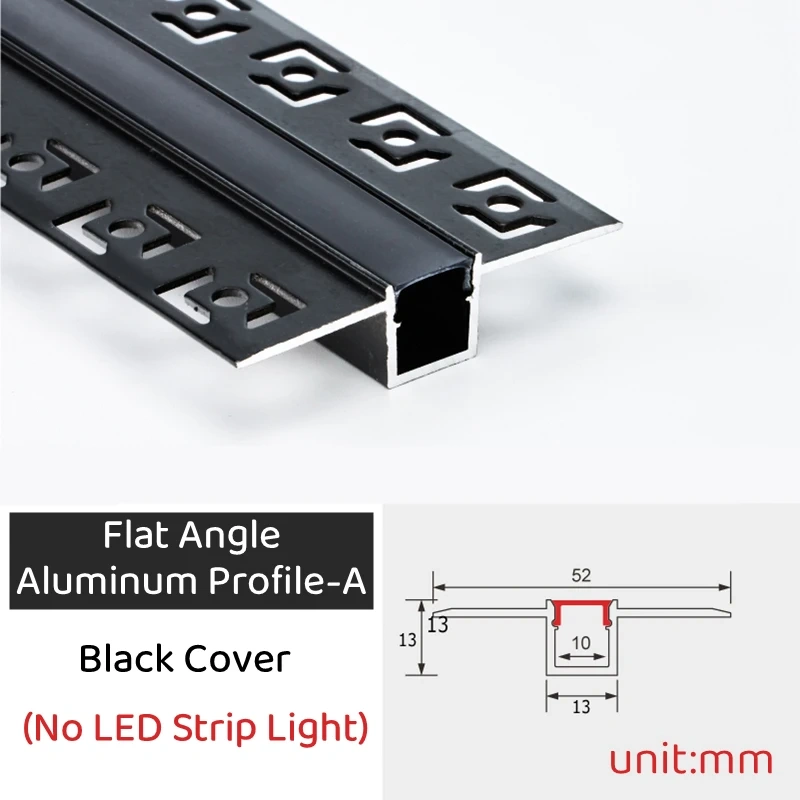 0.5m/1m/pcs Rimless Black LED Aluminum Profiles Invisible Embedded Ceiling Drywall Channels Wall Decor Bar Linear Strip Lighting