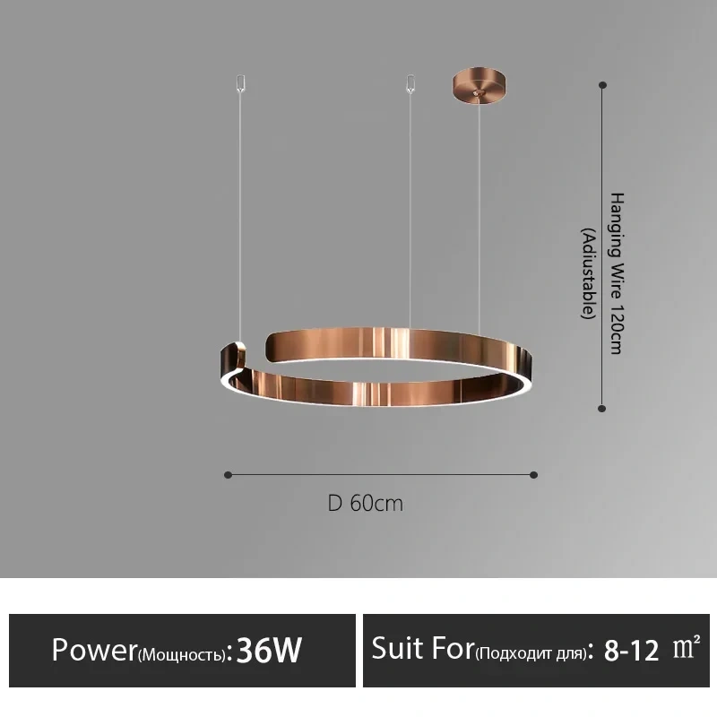 Nordic Rings Pendant Chandelier Lamp Modern Minimalist Dining Living Room Central Dining Table Lighting Hanging Suspen Fixtures