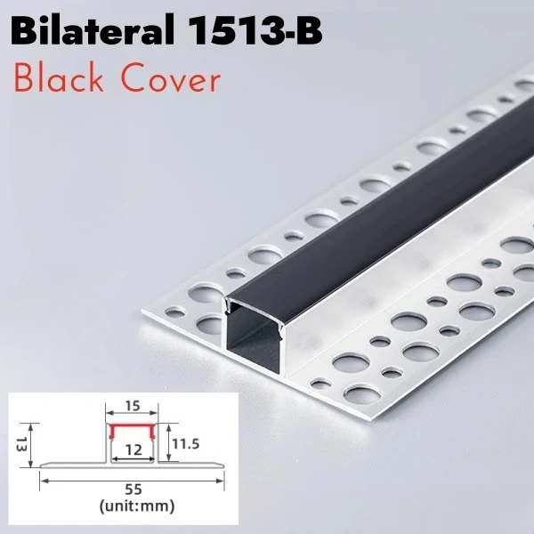 Borderless Ceiling Edge LED Aluminum Profile Recessed Embedded Channel Black Diffuser Wall Floor Stair Bathroom Bar Strip Lights