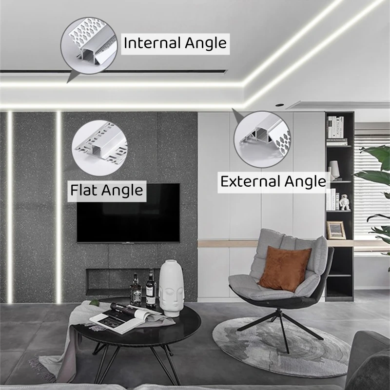 0.5m/1m/pcs Rimless Black LED Aluminum Profiles Invisible Embedded Ceiling Drywall Channels Wall Decor Bar Linear Strip Lighting