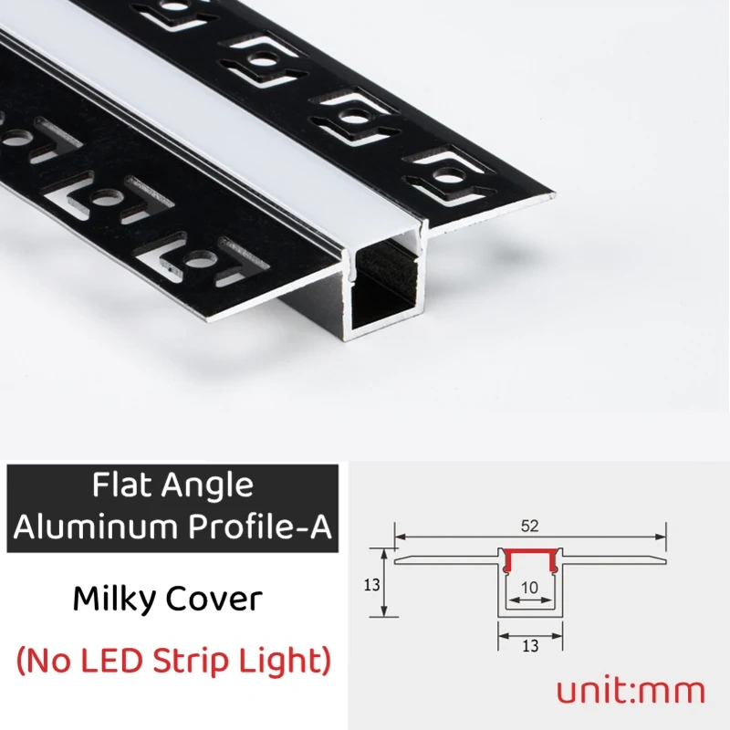 0.5m/1m/pcs Rimless Black LED Aluminum Profiles Invisible Embedded Ceiling Drywall Channels Wall Decor Bar Linear Strip Lighting
