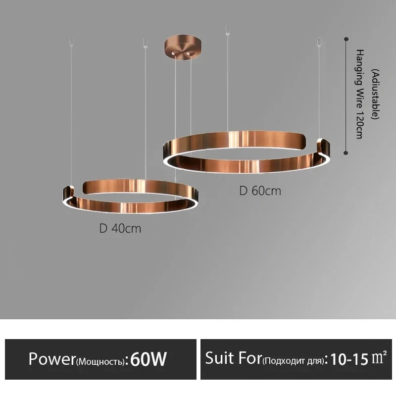 Nordic Rings Pendant Chandelier Lamp Modern Minimalist Dining Living Room Central Dining Table Lighting Hanging Suspen Fixtures