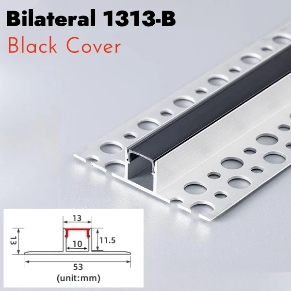 Borderless Ceiling Edge LED Aluminum Profile Recessed Embedded Channel Black Diffuser Wall Floor Stair Bathroom Bar Strip Lights