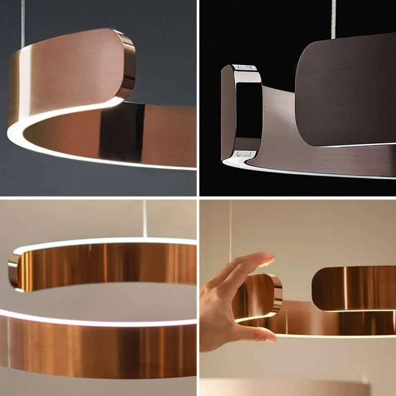 Nordic Rings Pendant Chandelier Lamp Modern Minimalist Dining Living Room Central Dining Table Lighting Hanging Suspen Fixtures