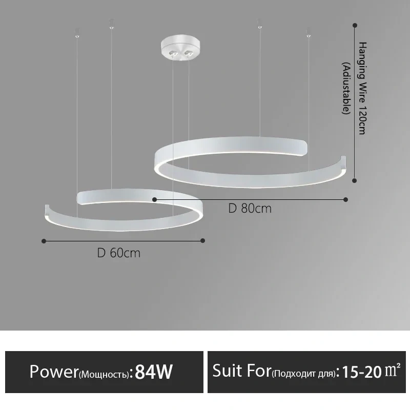 Nordic Rings Pendant Chandelier Lamp Modern Minimalist Dining Living Room Central Dining Table Lighting Hanging Suspen Fixtures