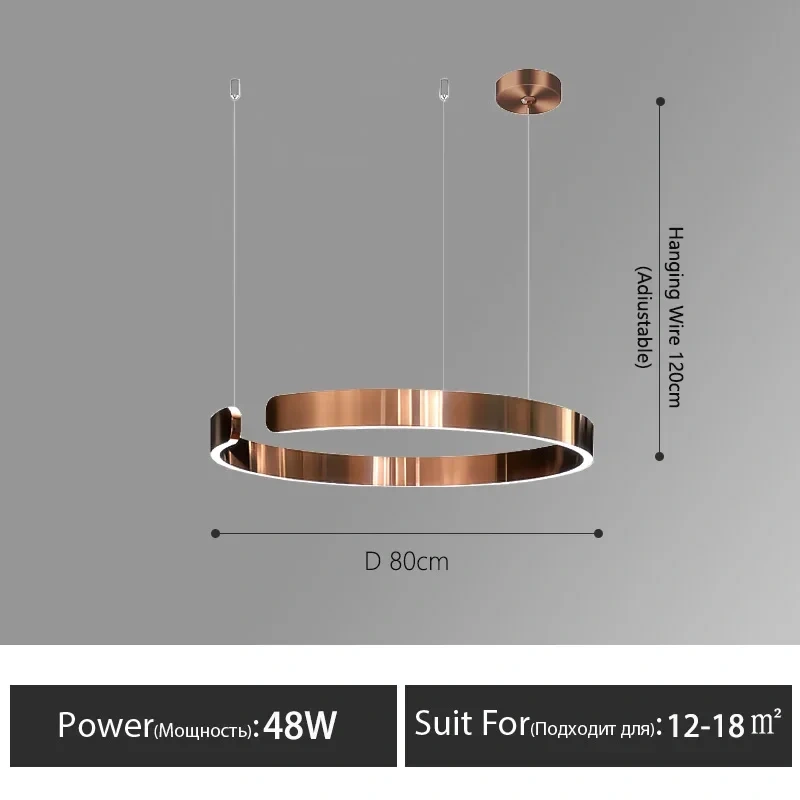 Nordic Rings Pendant Chandelier Lamp Modern Minimalist Dining Living Room Central Dining Table Lighting Hanging Suspen Fixtures