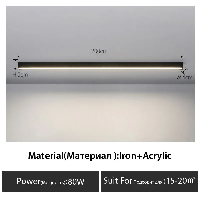 surface mounted linear lamp minimalist Long strip led lamps Balcony aisle cloakroom living room dining room ceiling lamp Black