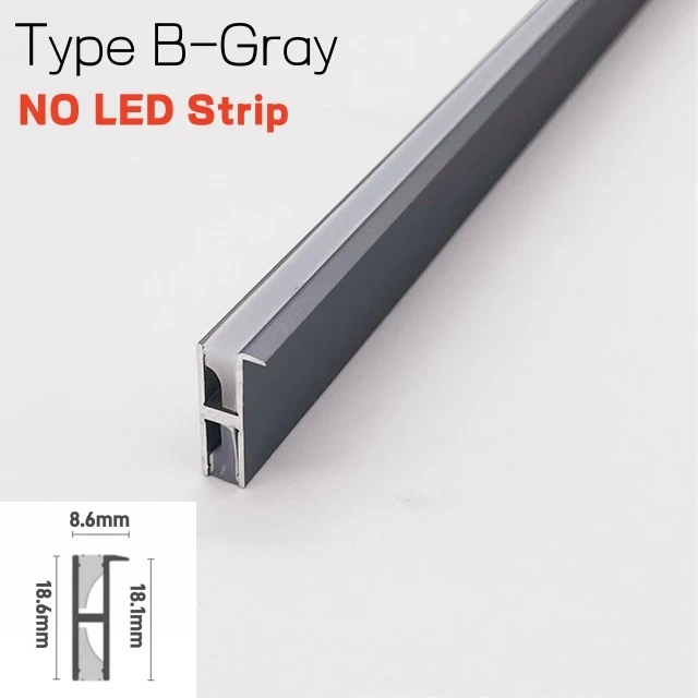 Recessed Backlight LED Aluminum Profile Cabinet Layer Channel Silicone Diffuser Wardrobe Bookshelf Closet Hidden Bar Strip Light