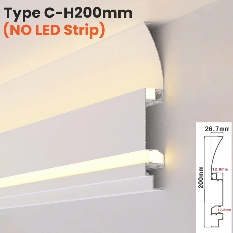 Up Down Glowing LED Aluminum Profile Ceiling Top Corner Channel Backlight Wall Washing Living Room Decor Linear Bar Strip Lights