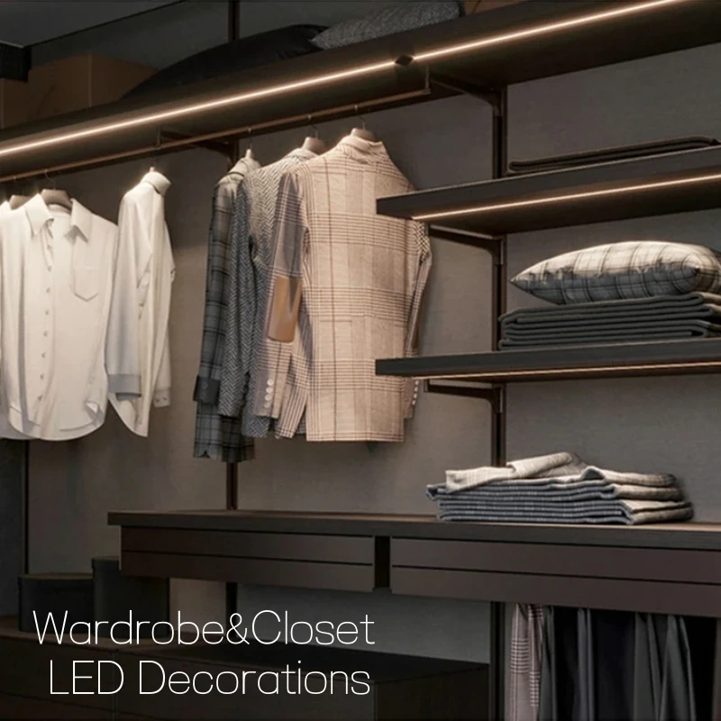 Recessed Backlight LED Aluminum Profile Cabinet Layer Channel Silicone Diffuser Wardrobe Bookshelf Closet Hidden Bar Strip Light